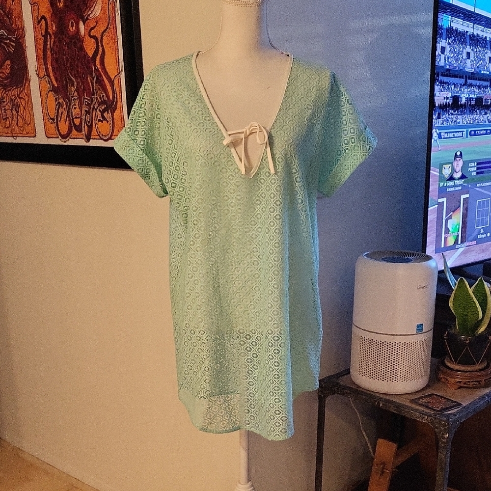 Francesca's Turquoise Lace Pool Beach Tunic Coverup